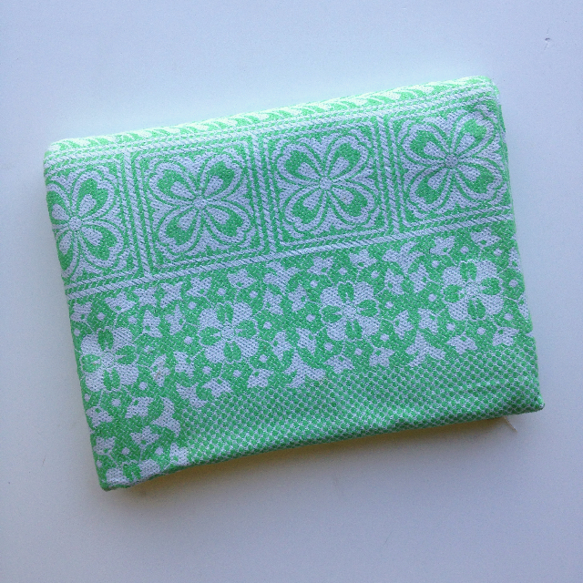 BLANKET (Throw), Green White Cotton